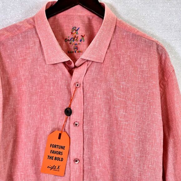 8X Eight X Premium Men's Shirt Slim Fit Button Down Limited Edition Pink 4XL NWT - Picture 2 of 12
